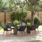 Preview: Garten Essgruppe mit Kissen 7 pcs Schwarz Poly-Rattan