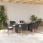 Preview: Garten Essgruppe mit Kissen 7 pcs Schwarz Poly-Rattan