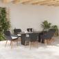Preview: Garten Essgruppe mit Kissen 7 pcs Schwarz Poly-Rattan