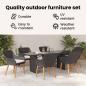 Preview: Garten Essgruppe mit Kissen 7 pcs Schwarz Poly-Rattan