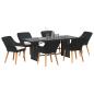 Preview: Garten Essgruppe mit Kissen 7 pcs Schwarz Poly-Rattan