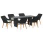 Preview: Garten Essgruppe mit Kissen 7 pcs Schwarz Poly-Rattan