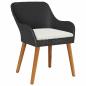 Preview: Garten Essgruppe mit Kissen 9 pcs Schwarz Poly-Rattan