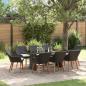 Preview: Garten Essgruppe mit Kissen 9 pcs Schwarz Poly-Rattan