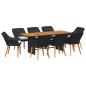 Preview: Garten Essgruppe mit Kissen 9 pcs Schwarz Poly-Rattan