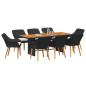 Preview: Garten Essgruppe mit Kissen 9 pcs Schwarz Poly-Rattan