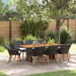 Preview: Garten Essgruppe mit Kissen 9 pcs Schwarz Poly-Rattan