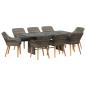 Preview: Garten Essgruppe mit Kissen 9 pcs Grau Poly-Rattan