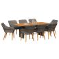 Preview: 9-teilige Garten Essgruppe Grau Poly Rattan