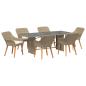 Preview: Garten Essgruppe mit Kissen 7 pcs Beige Poly-Rattan