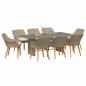 Preview: 9-teiliges Garten Esstisch Set Beige Poly Rattan