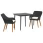 Preview: 3-teiliges Garten Essset Schwarz Poly Rattan