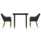 Preview: Garten Essgruppe mit Kissen 3 pcs Schwarz Poly-Rattan