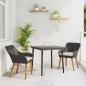 Preview: Garten Essgruppe mit Kissen 3 pcs Schwarz Poly-Rattan