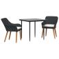 Preview: Garten Essgruppe mit Kissen 3 pcs Schwarz Poly-Rattan