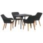Preview: 5-teilige Garten Essgruppe Schwarz Poly Rattan