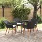Preview: Garten Essgruppe mit Kissen 5 pcs Schwarz Poly-Rattan
