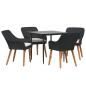 Preview: Garten Essgruppe mit Kissen 5 pcs Schwarz Poly-Rattan
