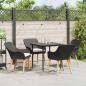 Preview: Garten Essgruppe mit Kissen 5 pcs Schwarz Poly-Rattan