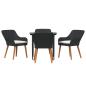 Preview: Garten Essgruppe mit Kissen 5 pcs Schwarz Poly-Rattan