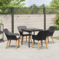 Preview: Garten Essgruppe mit Kissen 5 pcs Schwarz Poly-Rattan