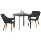 Preview: Garten Essgruppe mit Kissen 3 pcs Schwarz Poly-Rattan