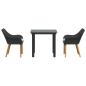 Preview: Garten Essgruppe mit Kissen 3 pcs Schwarz Poly-Rattan