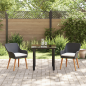 Preview: Garten Essgruppe mit Kissen 3 pcs Schwarz Poly-Rattan