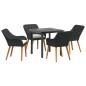 Preview: Garten Essgruppe mit Kissen 5 pcs Schwarz Poly-Rattan