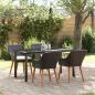 Preview: ARDEBO.de - 5-teiliges Garten Esstischset Schwarzes Poly-Rattan