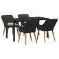 Preview: 5-teiliges Garten Esstischset Schwarzes Poly-Rattan