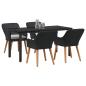 Preview: 5-teiliges Garten Esstischset Schwarzes Poly-Rattan