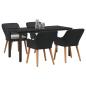 Preview: Garten Essgruppe mit Kissen 5 pcs Schwarz Poly-Rattan