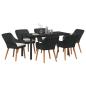 Preview: Garten Essgruppe mit Kissen 7 pcs Schwarz Poly-Rattan