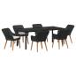 Preview: 7-teiliges Garten Esstisch Set Schwarz Poly Rattan