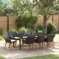 Preview: ARDEBO.de - 9-teilige Garten Essgruppe Schwarzes Poly Rattan