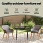 Preview: Garten Essgruppe mit Kissen 3 pcs Grau Poly-Rattan