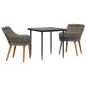 Preview: Garten Essgruppe mit Kissen 3 pcs Grau Poly-Rattan