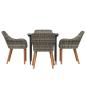 Preview: Garten Essgruppe mit Kissen 5 pcs Grau Poly-Rattan