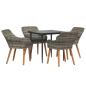 Preview: Garten Essgruppe mit Kissen 5 pcs Grau Poly-Rattan