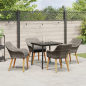 Preview: Garten Essgruppe mit Kissen 5 pcs Grau Poly-Rattan