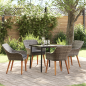 Preview: Garten Essgruppe mit Kissen 5 pcs Grau Poly-Rattan