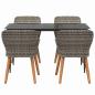 Preview: 5-teilige Garten Essgruppe Grau Poly Rattan