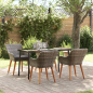 Preview: 5-teilige Garten Essgruppe Grau Poly Rattan