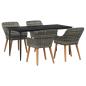 Preview: 5-teiliges Garten Essset Grau Poly Rattan