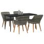 Preview: 5-teiliges Garten Essset Grau Poly Rattan