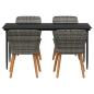 Preview: 5-teiliges Garten Essset Grau Poly Rattan