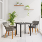Preview: 3-teilige Garten Essgruppe Grau Poly Rattan