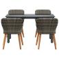 Preview: Garten Essgruppe mit Kissen 5 pcs Grau Poly-Rattan