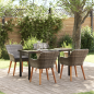 Preview: Garten Essgruppe mit Kissen 5 pcs Grau Poly-Rattan